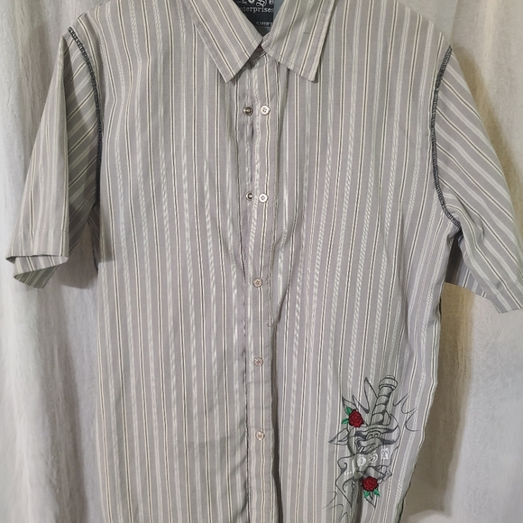 Vintage Lost Enterprises Mens Button-up Shirt with dagger/heart - Picture 1 of 4